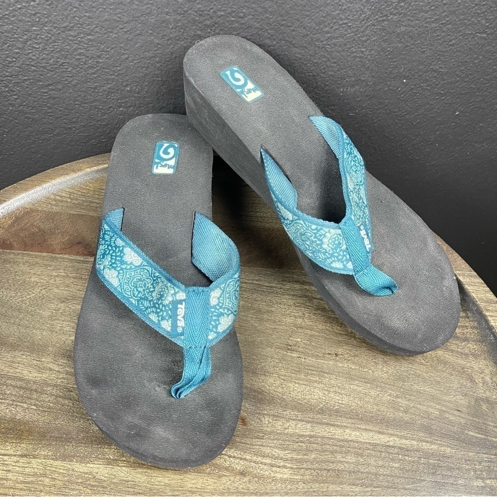 Teva Mush Mandalyn Wedge 2‎ Harmony Deep Teal Sandal Size 9 Women